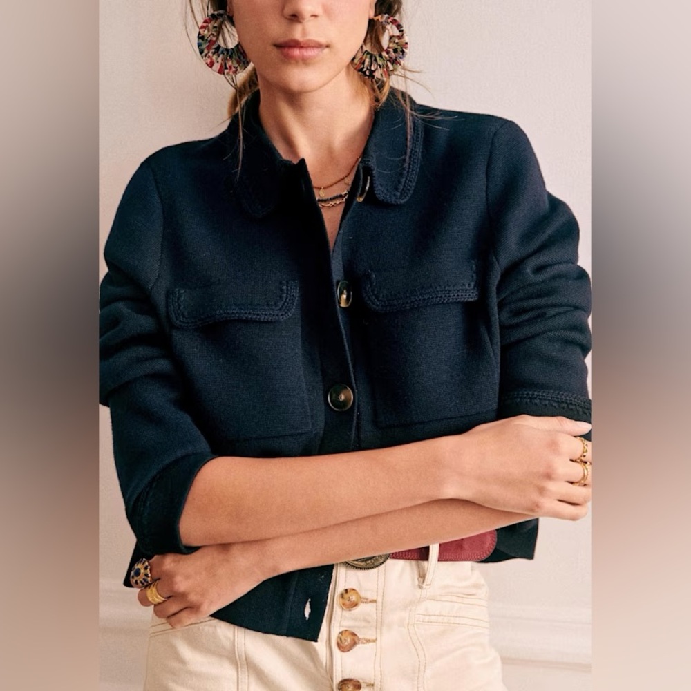 Sezane Betty Cardigan  in Navy Crochet XXS - Picture 3 of 7